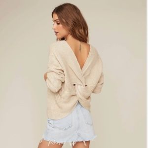 ASTR The Label - Twist Back Cream Sweater